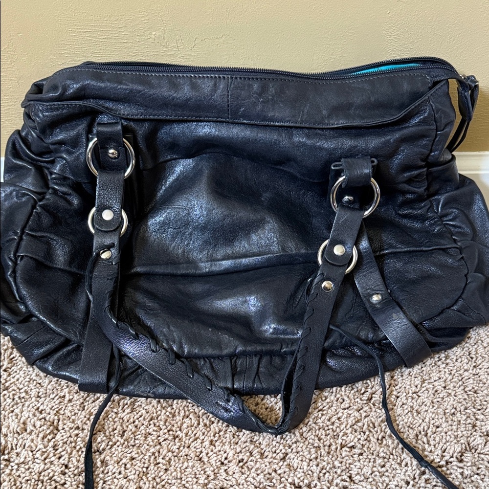 Chocolat Blu Black Leather Shoulder Bag